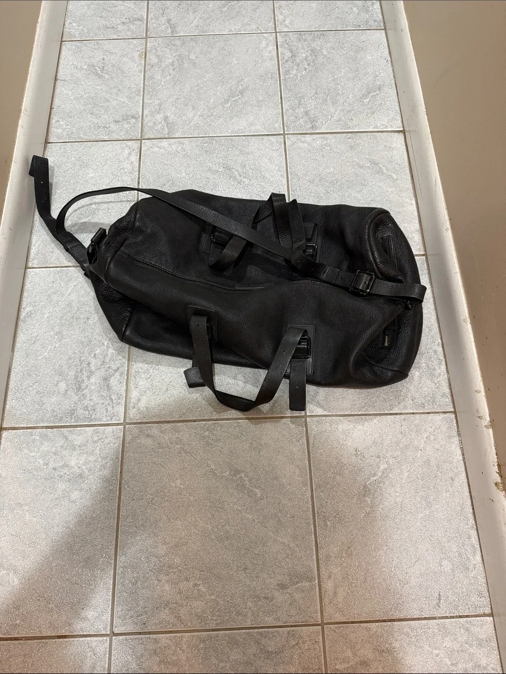Marc Jacobs Black Pebbled Leather Men's Duffel Bag
